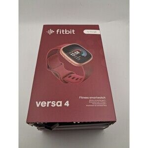 Fitbit Versa 4 Fitness Smartwatch - Red Band Rose Gold Used
